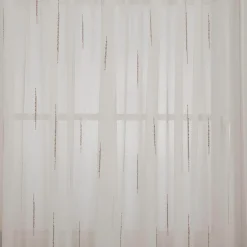 Gardine mit Schlaufenband Voile Boucle-Streifen Wollweiß Grau in div. Größen