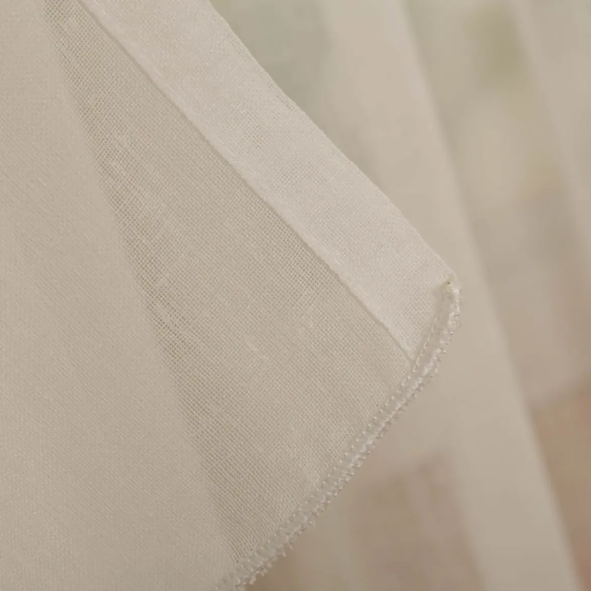 Gardine mit Schlaufenband Voile Leinenstruktur transparent wollweiß in div. Größen