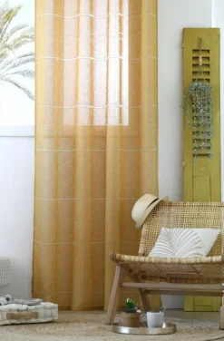 Gardine mit Ösen Tessa halbtransparent gelb 140x260cm