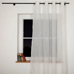 Gardine mit Ösen Voile Bouclé-Dessin Wellen Wollweiß Natur 140x245cm
