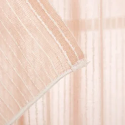 Gardine mit Smok-Schlaufenband Bouclé Streifen rosa 2,45m Höhe und div. Breiten von SCHÖNER LEBEN.