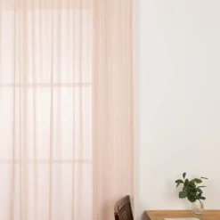 Gardine mit Smok-Schlaufenband Bouclé Streifen rosa 2,45m Höhe und div. Breiten von SCHÖNER LEBEN.