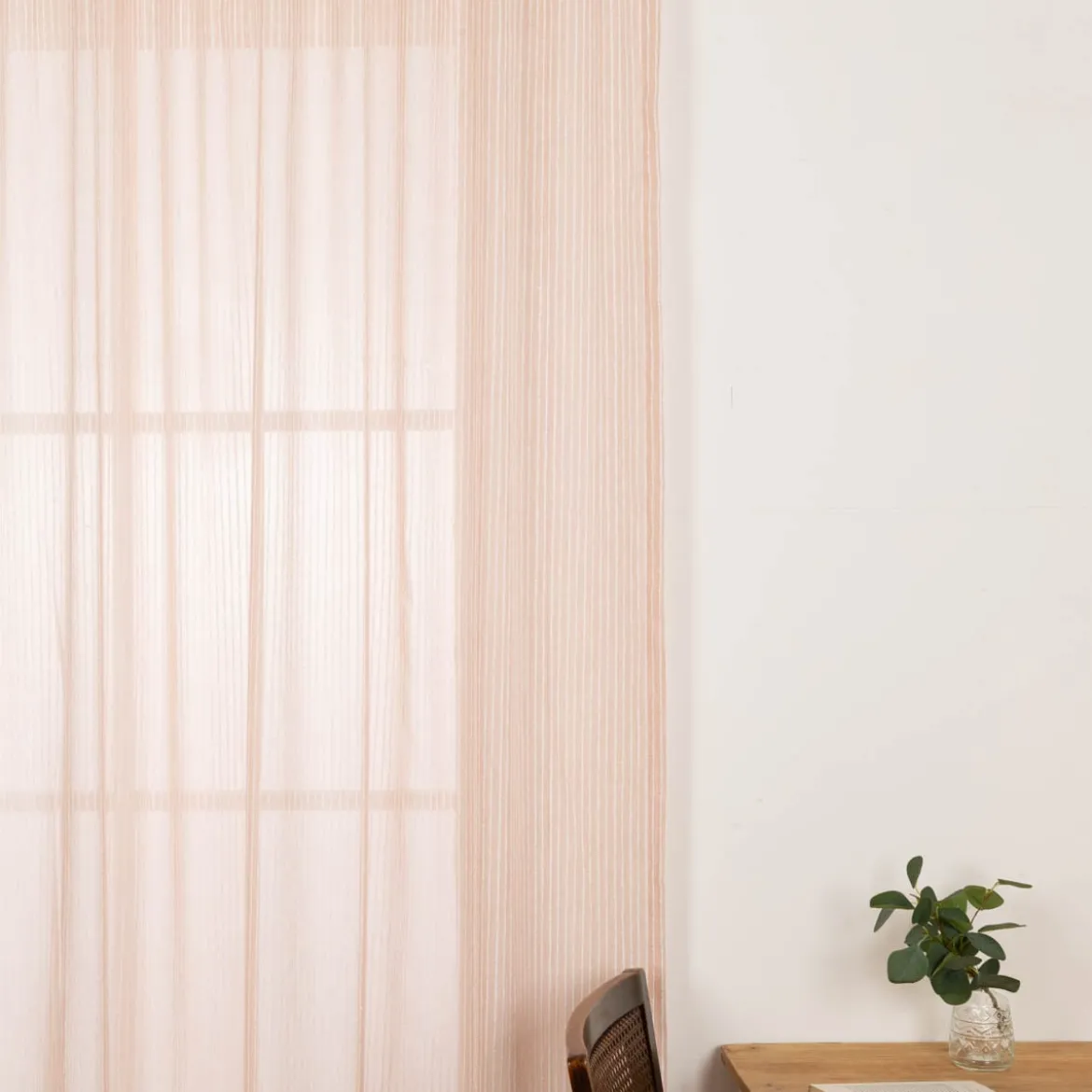 Gardine mit Smok-Schlaufenband Bouclé Streifen rosa 2,45m Höhe und div. Breiten von SCHÖNER LEBEN.