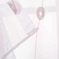 Gardine mit Smok-Schlaufenband Voile Stickerei Kreise Linien weiß grau 2,45m Höhe und div. Breiten von SCHÖNER LEBEN.