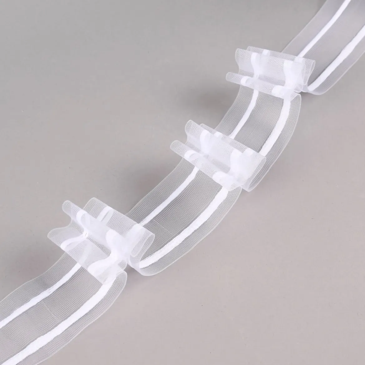 Gardinenband Faltenband 3er Falte transparent mit Zugverhältnis 1:2 in 50mm breit
