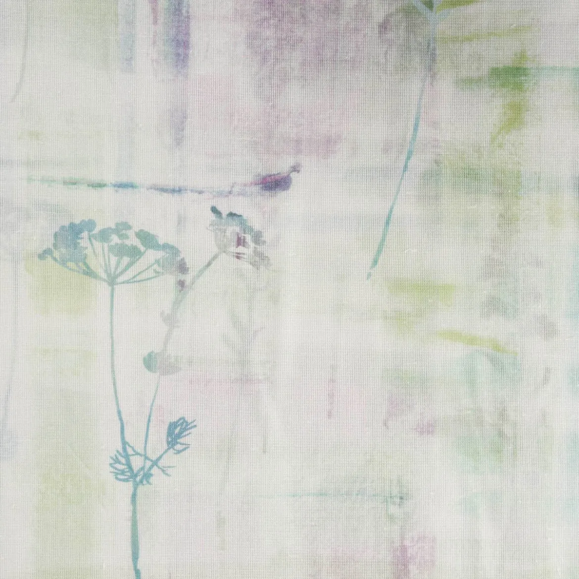 Gardinenstoff Algarve halbtransparent Aquarell weiß lila türkis grün 1,6m Breite