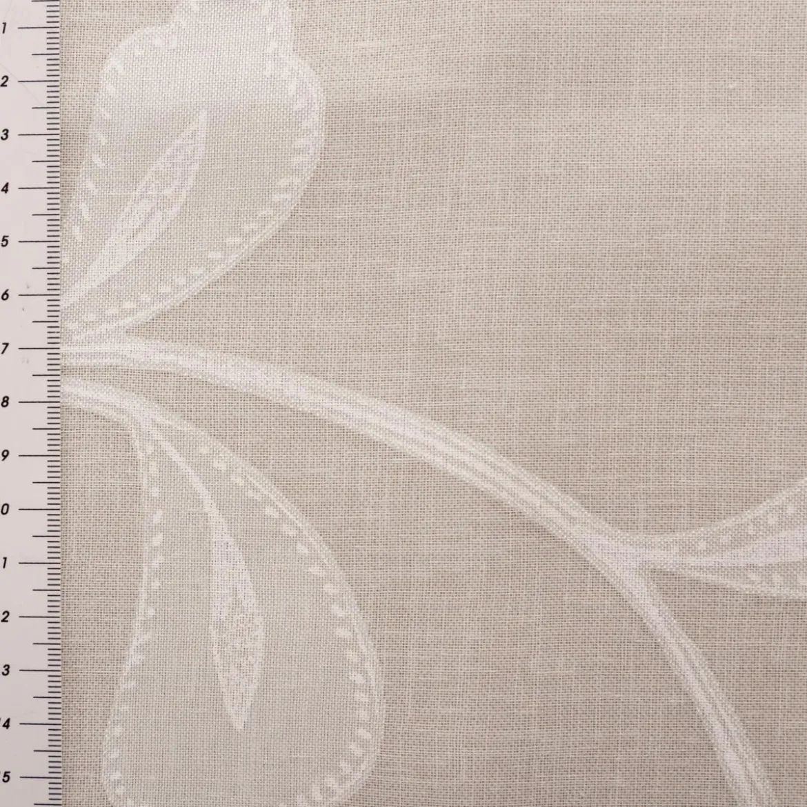 Gardinenstoff Ausbrenner CrissCross Leinenstruktur Blätterranken offwhite mit Bleiband 290cm Höhe