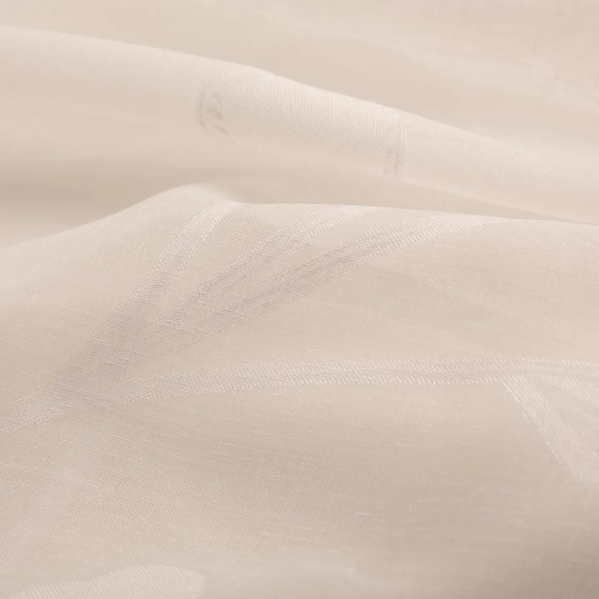 Gardinenstoff Ausbrenner CrissCross Leinenstruktur Blätterranken offwhite mit Bleiband 290cm Höhe