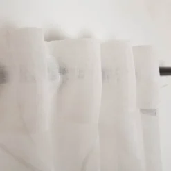 Gardinenstoff Ausbrenner CrissCross Leinenstruktur Blätterranken offwhite mit Bleiband 290cm Höhe