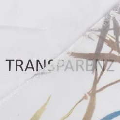 Gardinenstoff Bambus transparent Batist-Optik Bambusblätter weiß grün blau braun 148cm Breite