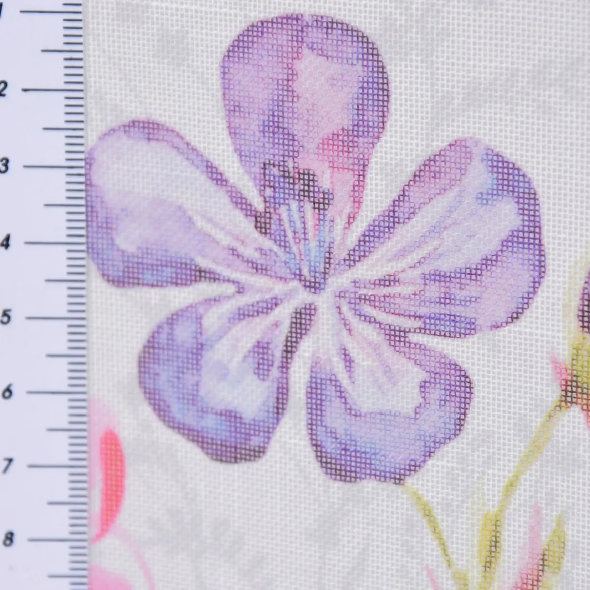 Gardinenstoff Batistoptik Leinenoptik halb-transparent Frühlingsblumen 140cm Breite