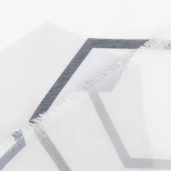 Gardinenstoff Batist-Optik transparent Hexagon weiß grau 148cm Breite