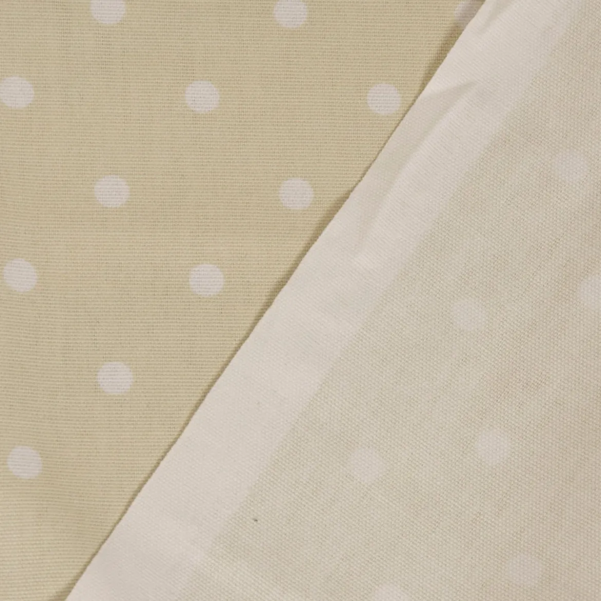 Gardinenstoff Dekostoff Baumwollstoff Full Stop Punkte beige weiß 140cm Breite