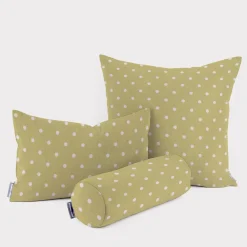Gardinenstoff Dekostoff Baumwollstoff Full Stop oliv grün mit weißen Punkten 140cm Breite