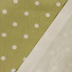 Gardinenstoff Dekostoff Baumwollstoff Full Stop oliv grün mit weißen Punkten 140cm Breite