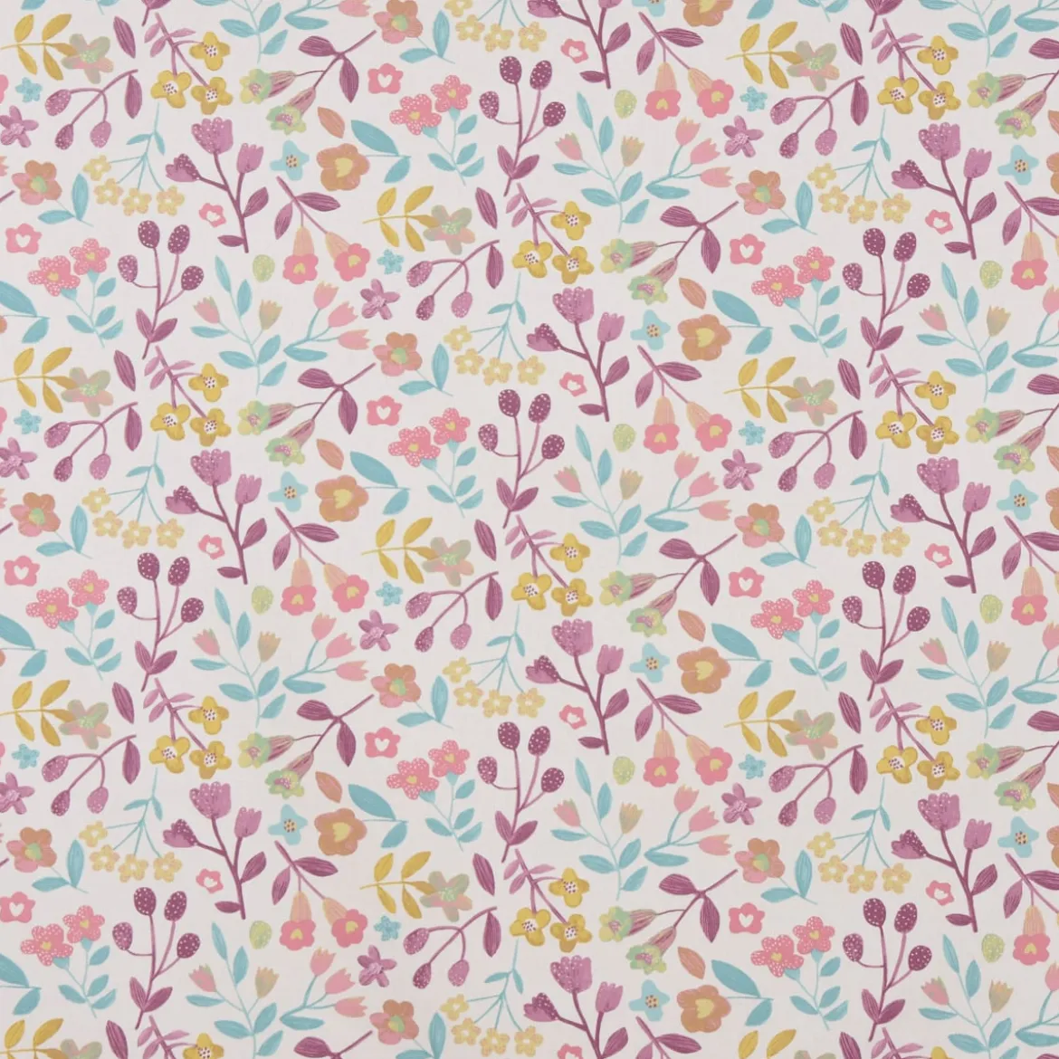 Gardinenstoff Dekostoff Baumwollstoff Panama Betty Parma Violet Blumen lila 140cm Breite