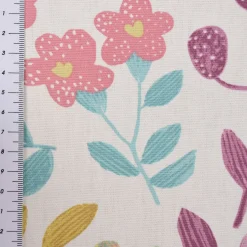 Gardinenstoff Dekostoff Baumwollstoff Panama Betty Parma Violet Blumen lila 140cm Breite