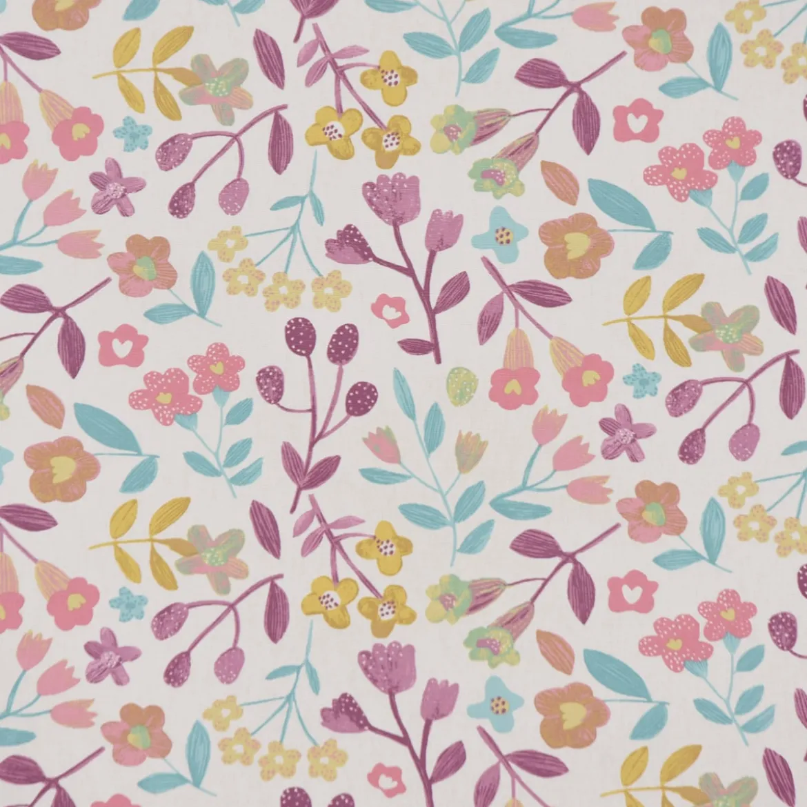 Gardinenstoff Dekostoff Baumwollstoff Panama Betty Parma Violet Blumen lila 140cm Breite