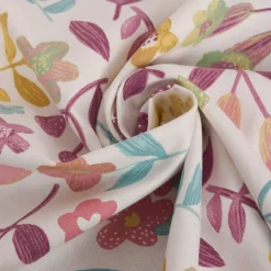Gardinenstoff Dekostoff Baumwollstoff Panama Betty Parma Violet Blumen lila 140cm Breite