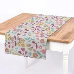 Gardinenstoff Dekostoff Baumwollstoff Panama Betty Parma Violet Blumen lila 140cm Breite