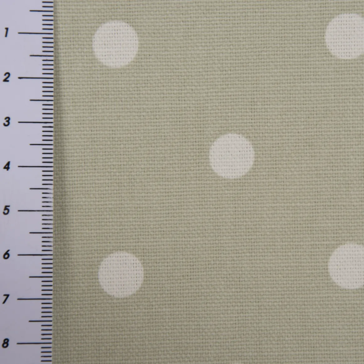 Gardinenstoff Dekostoff Baumwollstoff Full Stop Punkte grünbeige weiß 140cm Breite