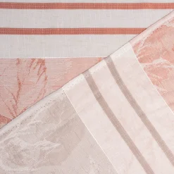 Gardinenstoff Dekostoff halbtransparent Streifen matt Blätter lachs beige 1,50m Breite
