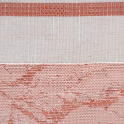 Gardinenstoff Dekostoff halbtransparent Streifen matt Blätter lachs beige 1,50m Breite