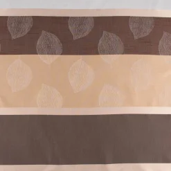 Gardinenstoff Dekostoff halbtransparent Streifen Blätter braun beige 1,50m Breite