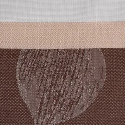 Gardinenstoff Dekostoff halbtransparent Streifen Blätter braun beige 1,50m Breite
