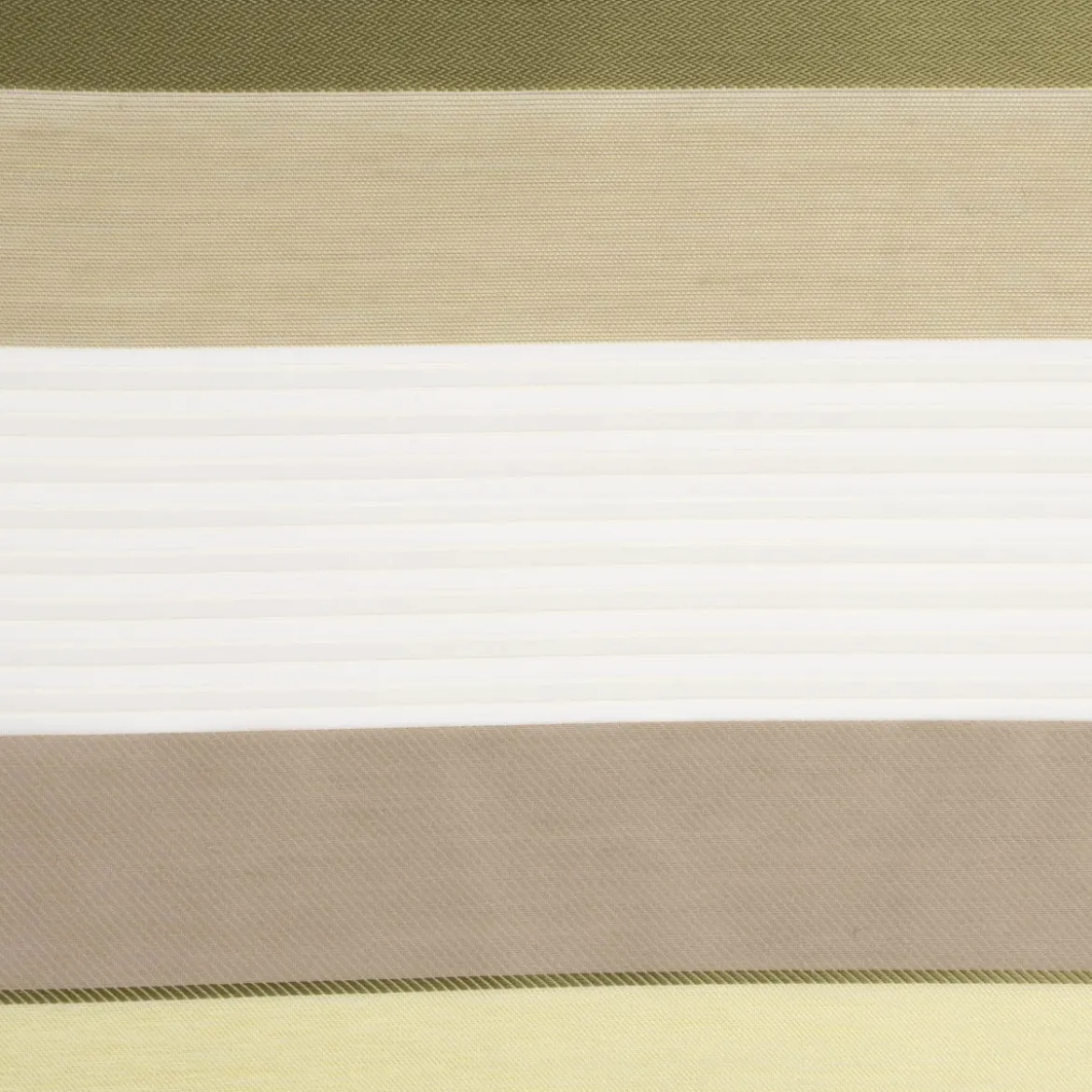 Gardinenstoff Dekostoff halbtransparent Streifen mit goldfarbigen Effekten grün taupe creme 1,50m Breite