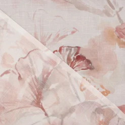 Gardinenstoff Dekostoff halbtransparent Leinenstruktur Aquarell Ginkgo Blätter weiß braun 1,50m Breite
