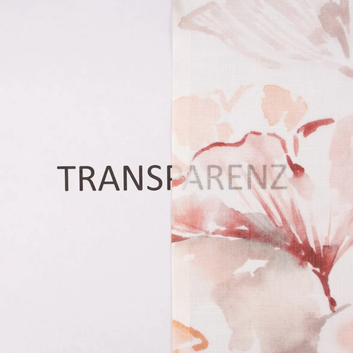 Gardinenstoff Dekostoff halbtransparent Leinenstruktur Aquarell Ginkgo Blätter weiß braun 1,50m Breite