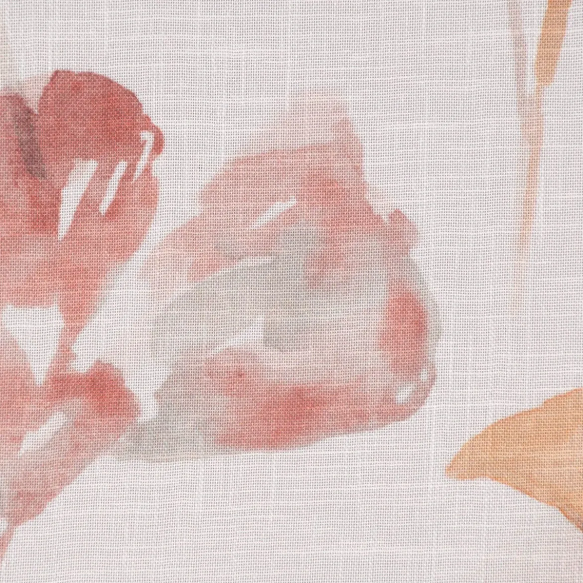 Gardinenstoff Dekostoff halbtransparent Leinenstruktur Aquarell Ginkgo Blätter weiß braun 1,50m Breite