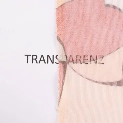 Gardinenstoff Dekostoff halbtransparent Gitterstruktur Retro Formen rosa 1,50m Breite