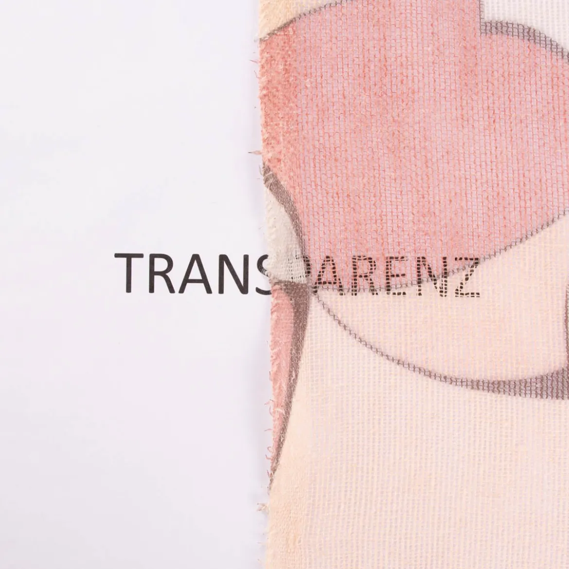 Gardinenstoff Dekostoff halbtransparent Gitterstruktur Retro Formen rosa 1,50m Breite