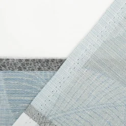 Gardinenstoff Dekostoff halbtransparent Jacquard-Streifen Blätter hellblau 1,50m Breite