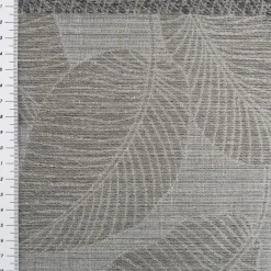 Gardinenstoff Dekostoff halbtransparent Jacquard-Streifen Blätter weiß taupe 1,50m Breite