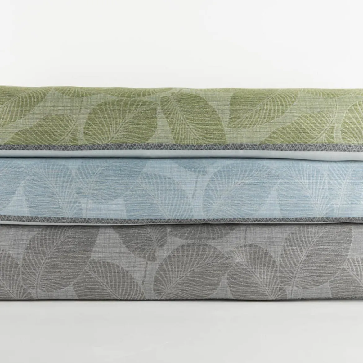 Gardinenstoff Dekostoff halbtransparent Jacquard-Streifen Blätter weiß taupe 1,50m Breite