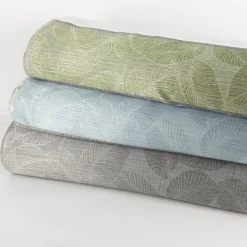 Gardinenstoff Dekostoff halbtransparent Jacquard-Streifen Blätter weiß taupe 1,50m Breite