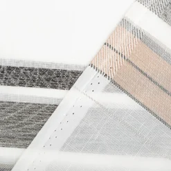 Gardinenstoff Dekostoff halbtransparent Jacquard-Streifen Blätter weiß taupe 1,50m Breite