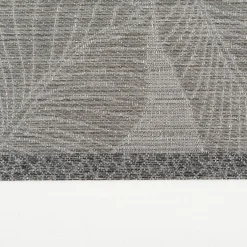 Gardinenstoff Dekostoff halbtransparent Jacquard-Streifen Blätter weiß taupe 1,50m Breite
