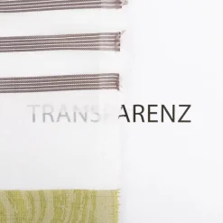 Gardinenstoff Dekostoff halbtransparent Jacquard-Streifen Wellen weiß grün 1,50m Breite