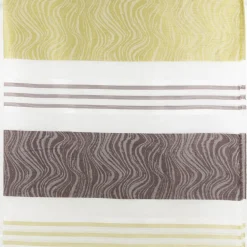 Gardinenstoff Dekostoff halbtransparent Jacquard-Streifen Wellen weiß grün 1,50m Breite