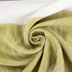 Gardinenstoff Dekostoff halbtransparent Jacquard-Streifen Wellen weiß grün 1,50m Breite