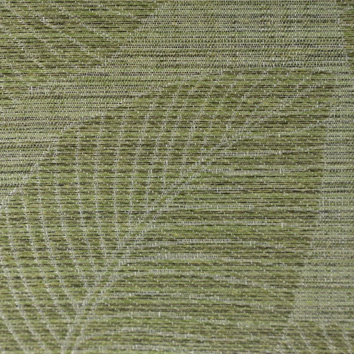 Gardinenstoff Dekostoff halbtransparent Jacquard-Streifen Blätter weiß grün 1,50m Breite