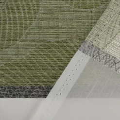 Gardinenstoff Dekostoff halbtransparent Jacquard-Streifen Blätter weiß grün 1,50m Breite