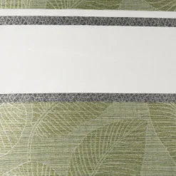 Gardinenstoff Dekostoff halbtransparent Jacquard-Streifen Blätter weiß grün 1,50m Breite