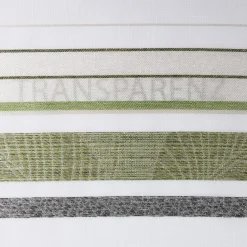 Gardinenstoff Dekostoff halbtransparent Jacquard-Streifen Blätter weiß grün 1,50m Breite