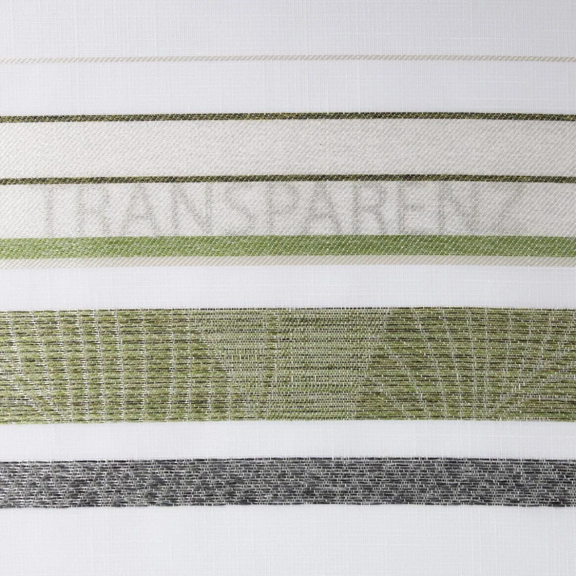 Gardinenstoff Dekostoff halbtransparent Jacquard-Streifen Blätter weiß grün 1,50m Breite