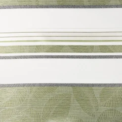 Gardinenstoff Dekostoff halbtransparent Jacquard-Streifen Blätter weiß grün 1,50m Breite